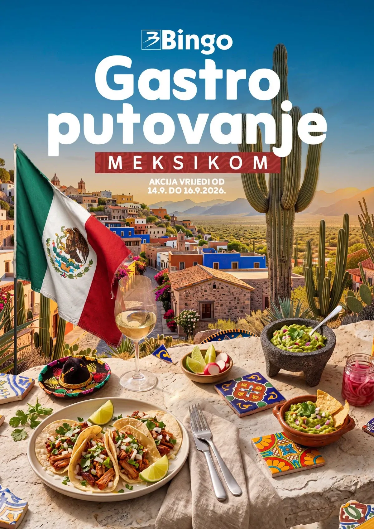 Bingo Gastro putovanje Meksikom od 14. do 16.09.2026. – tacos, guacamole, namirnice i kuhinjski pribor na akciji