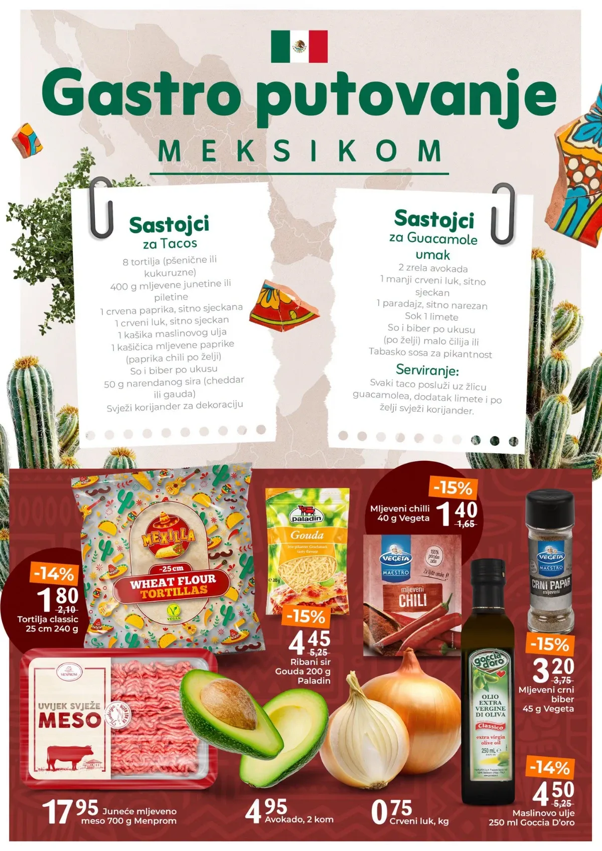 Bingo Gastro akcija – tortilje, mljeveno meso, avokado, sir, začini i maslinovo ulje