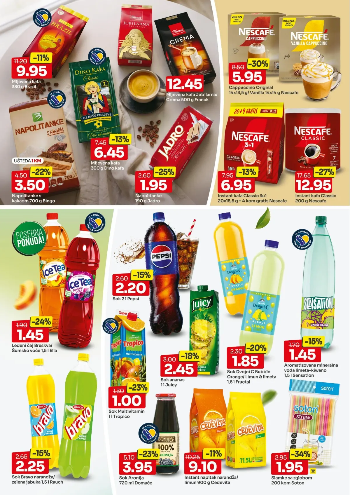 Bingo katalog, stranica 11 – Nescafé cappuccino za 5,95 KM i Cedevita instant napitak 900 g za 9,10 KM