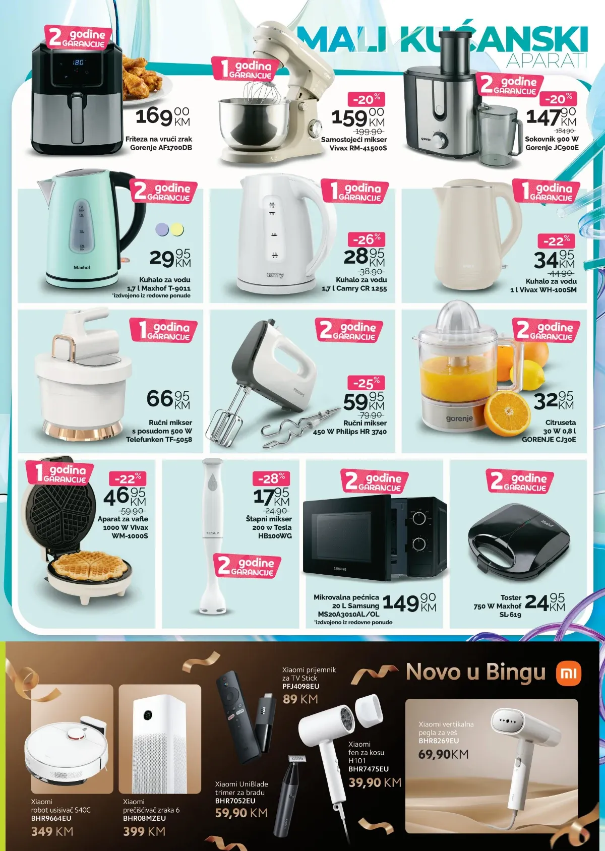 Bingo katalog tehnike – friteze, mikseri, kuhala, mikrovalne pećnice i Xiaomi uređaji