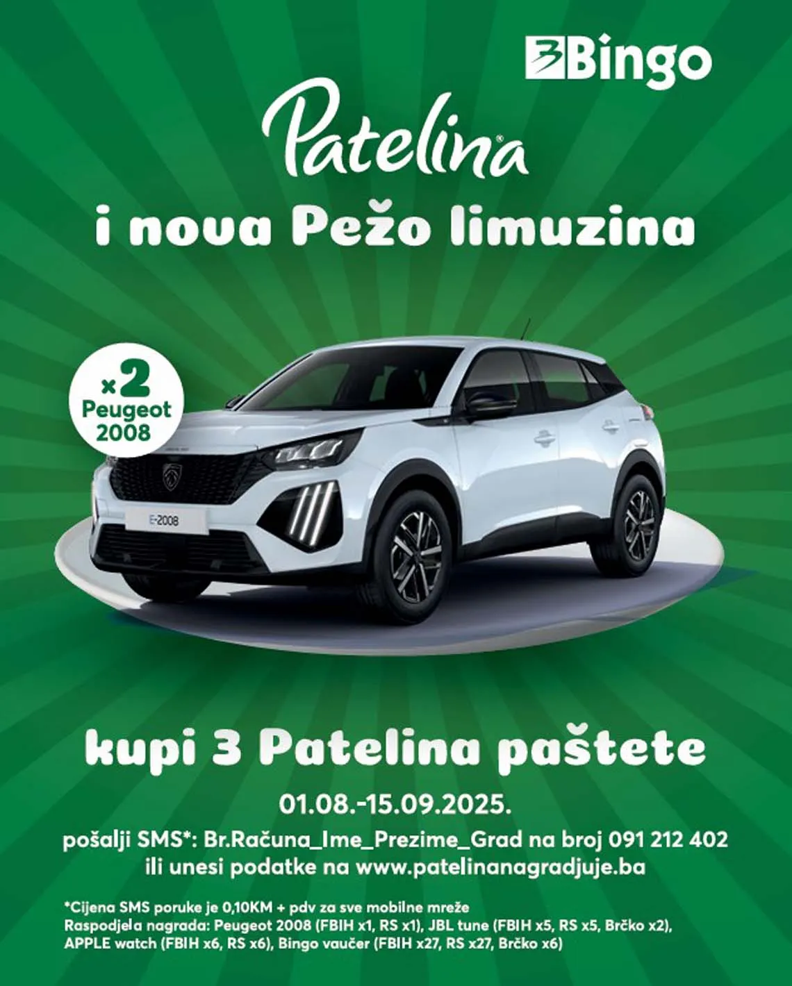 BINGO Nagradna igra Patelina i nova Pežo limuzina do 15.09.2025