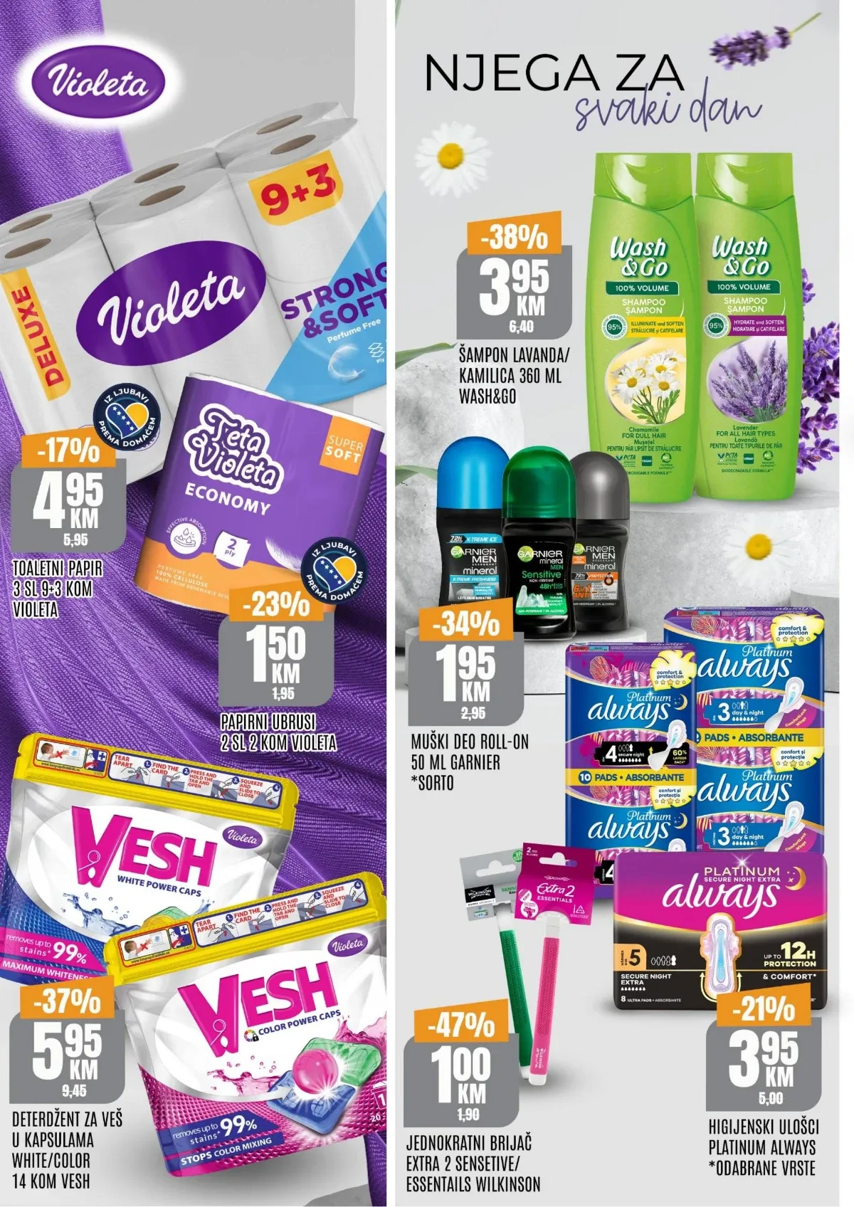 Bingo akcija do 20.09.2026. – Violeta, Vesh, Wash and Go, Garnier i higijenski proizvodi na sniženju
