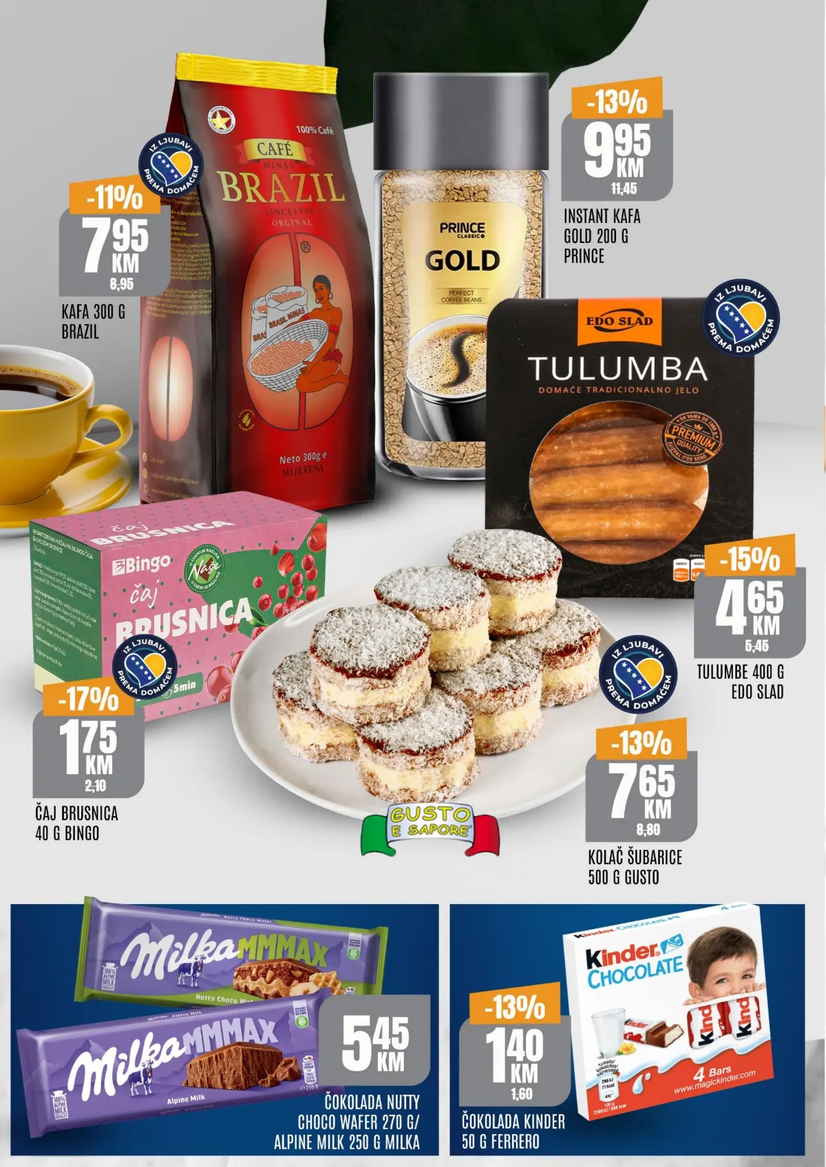 Bingo TOP ponuda – kafa, čaj, tulumbe, kolači i čokolade Milka i Kinder