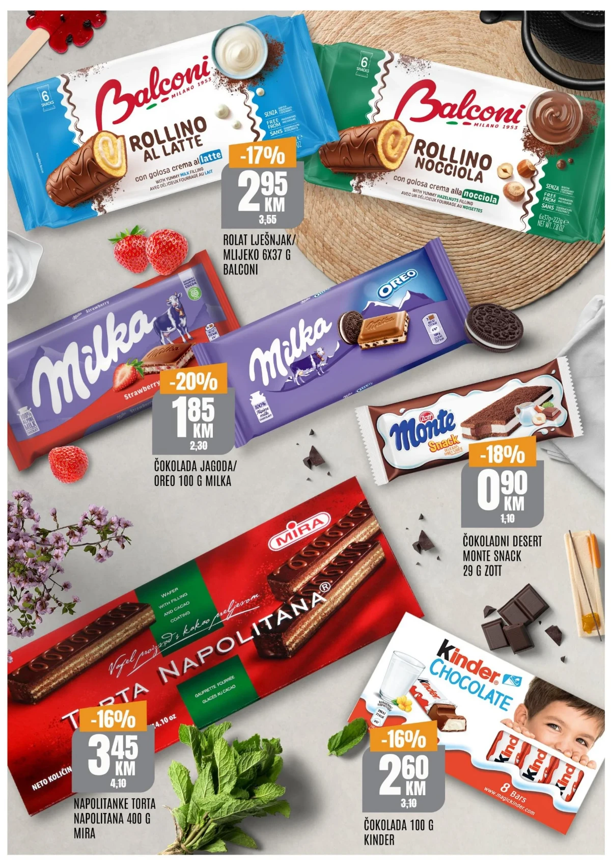 Bingo TOP ponuda do 16.08.2026. – Milka, Balconi, Kinder, Monte Snack i Napolitanka slatkiši po akcijskim cijenama