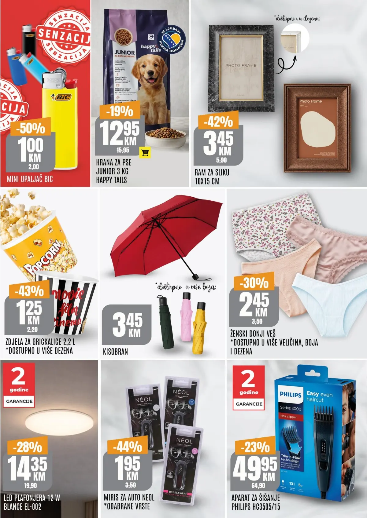 Bingo katalog, stranica 7 – BIC mini upaljač 1 KM, Philips aparat za šišanje HC3505/15 49,95 KM, kišobran, ram za sliku, donji veš i hrana za pse