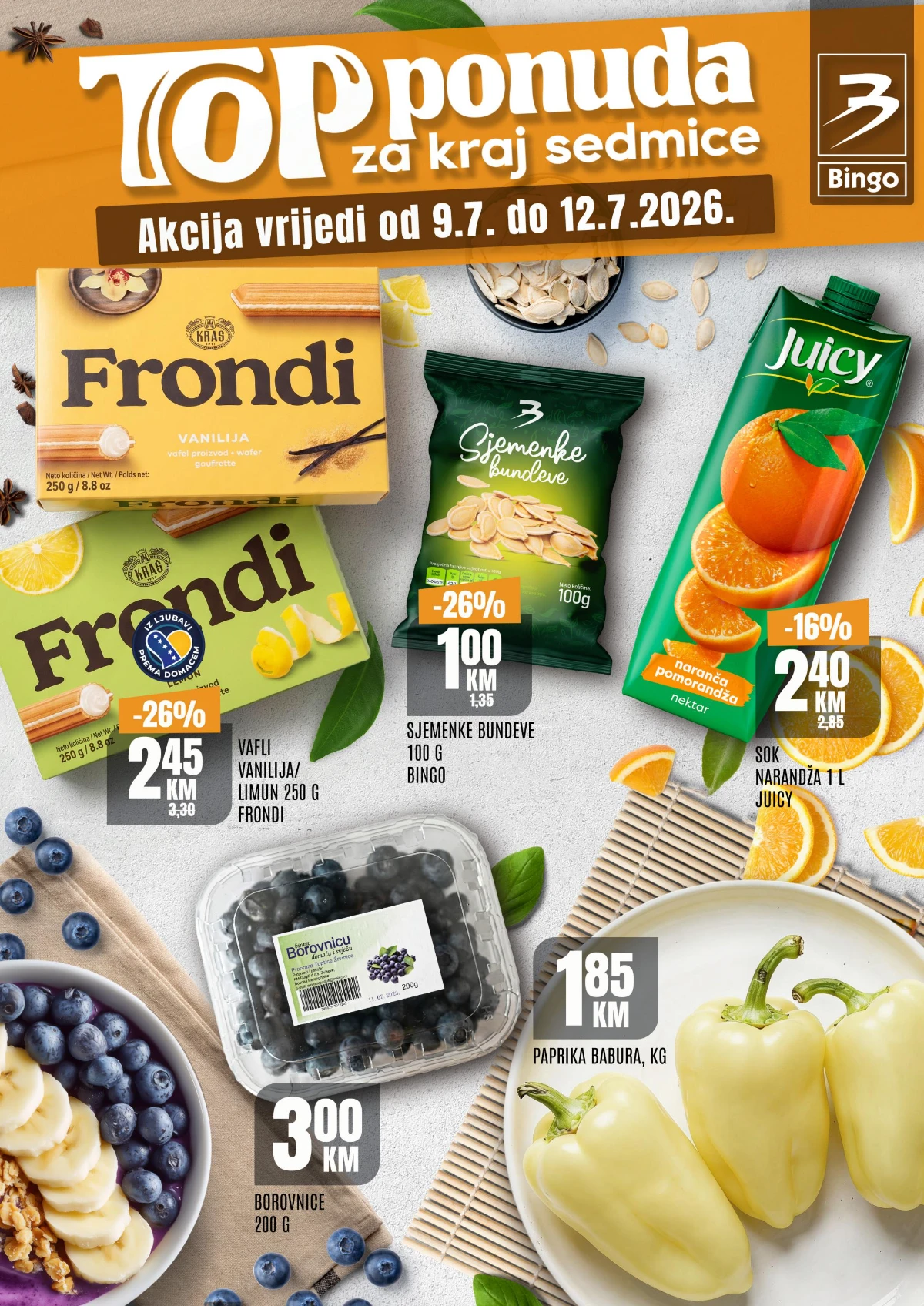 Bingo TOP ponuda za kraj sedmice od 09. do 12.07.2026 – vikend akcija sa popustima do 42%