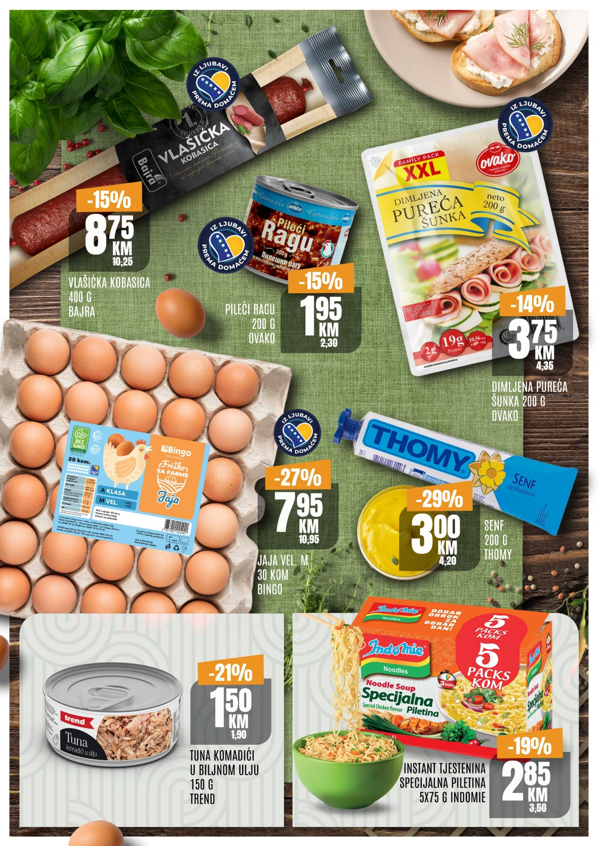 Bingo TOP ponuda za kraj sedmice – jaja, dimljena pureća šunka, tuna, senf i instant tjestenina na akciji