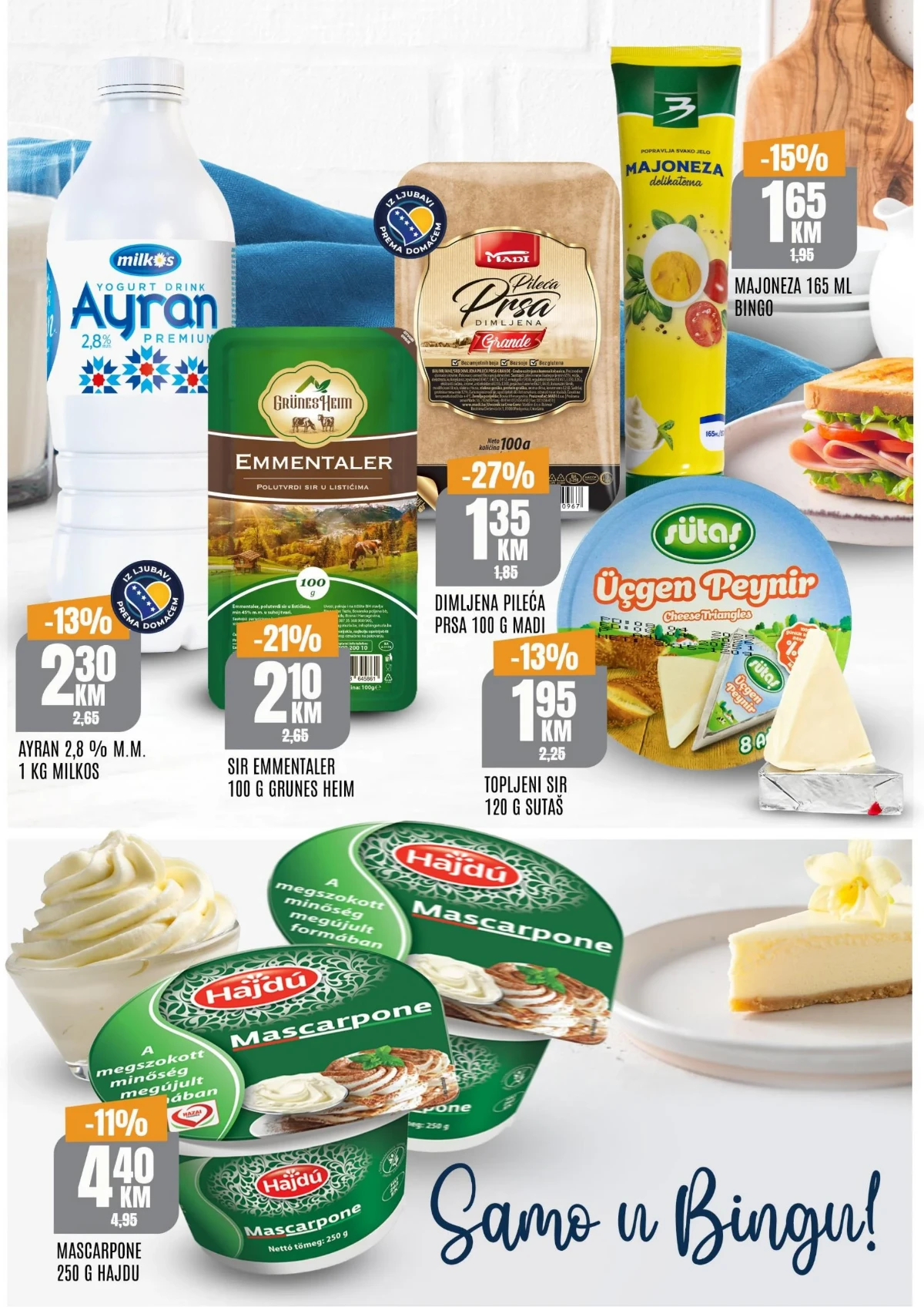 Bingo TOP ponuda strana 3 – ayran, sir, dimljena pileća prsa, majoneza i mascarpone