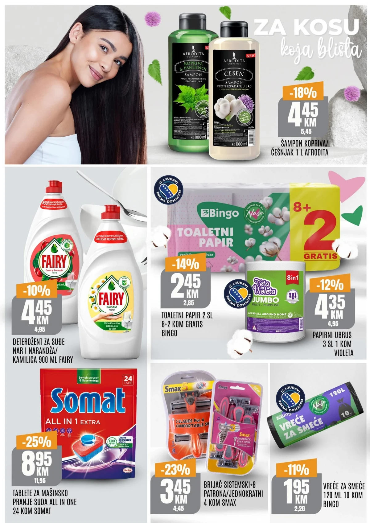Bingo TOP ponuda strana 6 – Somat tablete, Fairy deterdžent, Afrodita šampon, toaletni papir i ubrusi