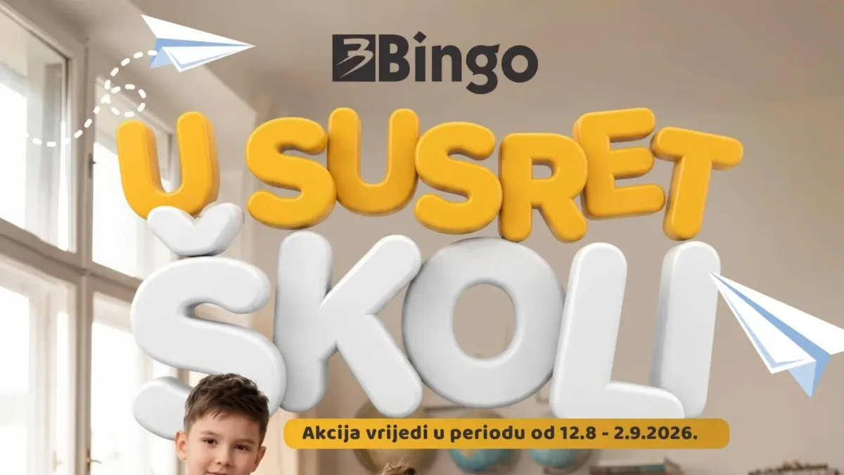 Bingo U susret školi do 02.09.2026. – dječija odjeća, obuća, ruksaci i školski dodaci uz popuste do 43%