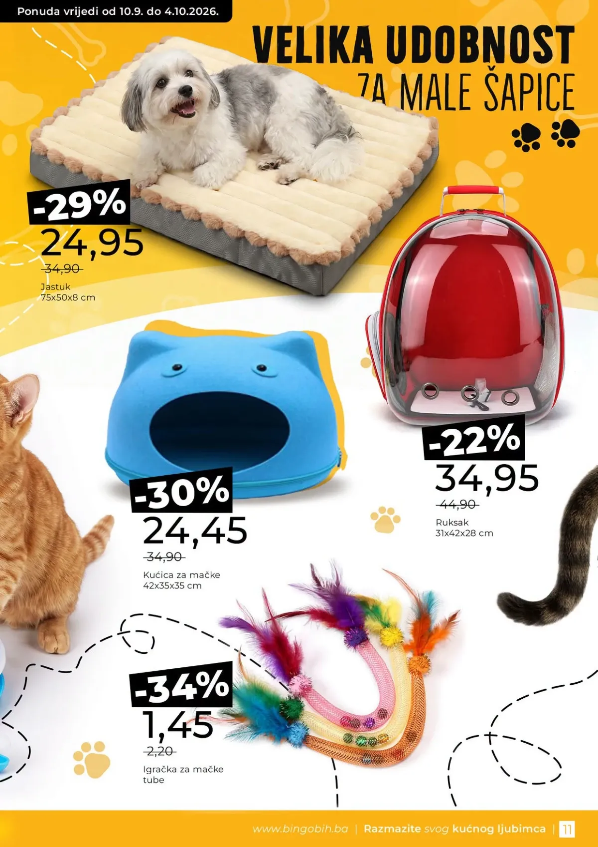 Bingo WAW MAW katalog – jastuk, kućica, ruksak i igračke za kućne ljubimce