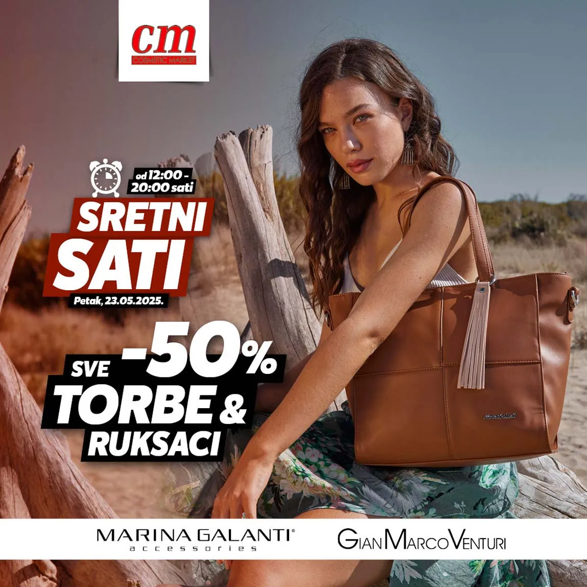 CM Cosmetic market akcija Sretni sati Torbe i ruksaci minus 50 posto - Sniženje za 23.05.2025