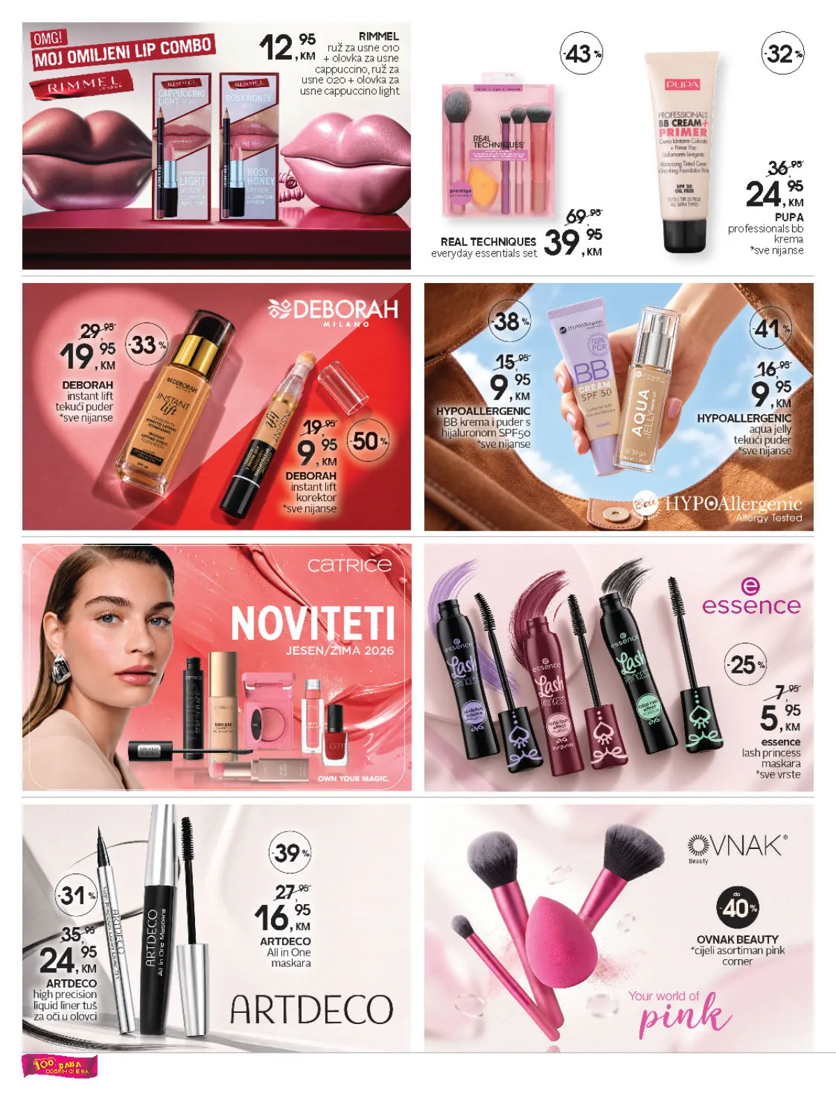 CM katalog, stranica 4 – Real Techniques set za 39,95 KM te šminka brendova Rimmel, Pupa, Deborah, Essence i ARTDECO