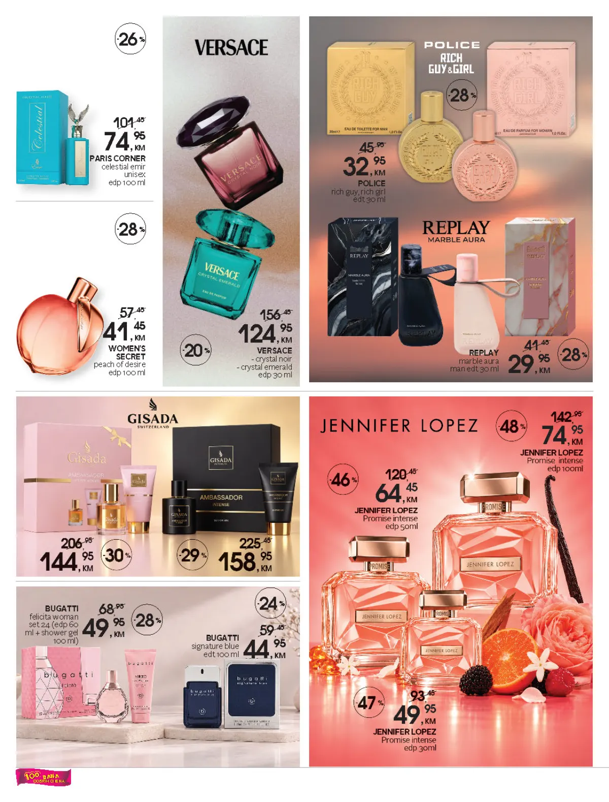 CM katalog, stranica 8 – mirisi Versace, Paris Corner, Police, Women’s Secret, Replay i Bugatti
