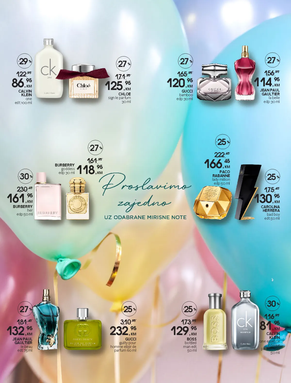 CM katalog, stranica 9 – Calvin Klein CK One 100 ml za 86,95 KM te mirisi Gucci, Burberry, Chloé, Boss i Jean Paul Gaultier