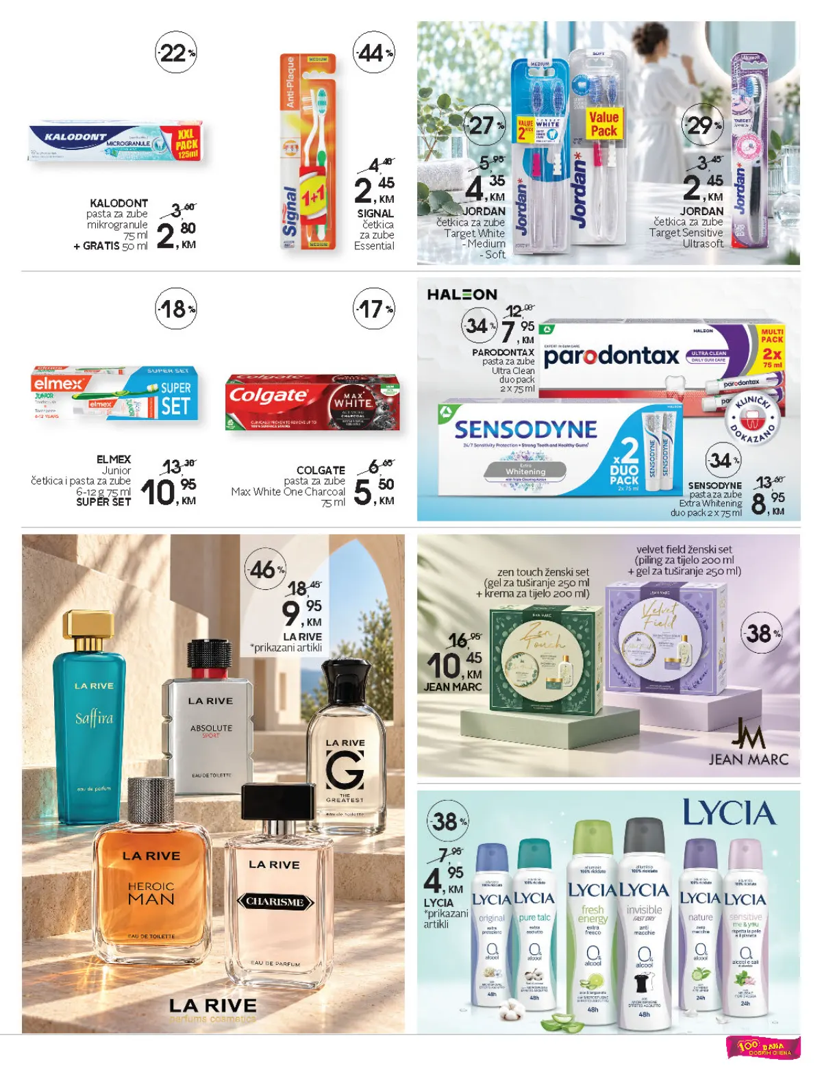 CM katalog, stranica 13 – paste i četkice za zube brendova Kalodont, Signal, Jordan, Elmex, Parodontax i Sensodyne