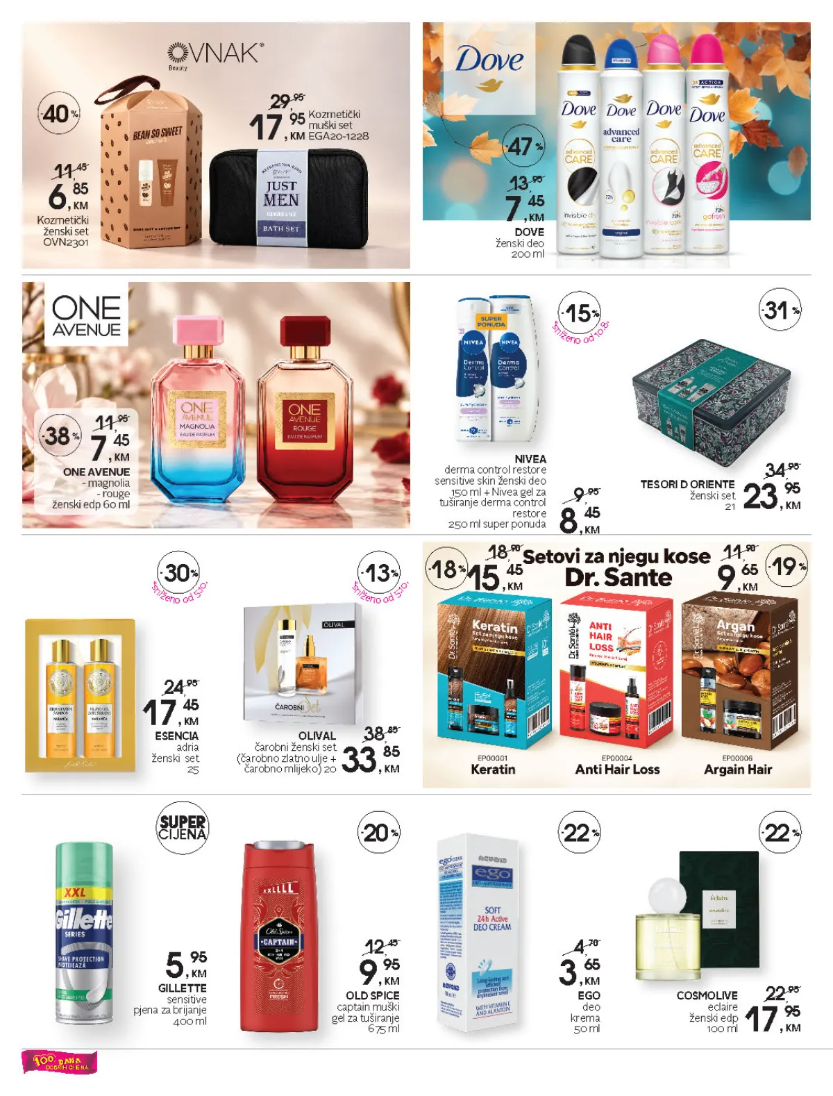 CM katalog, stranica 14 – Dove ženski dezodoransi 200 ml za 7,45 KM, kozmetički setovi i proizvodi za ličnu njegu