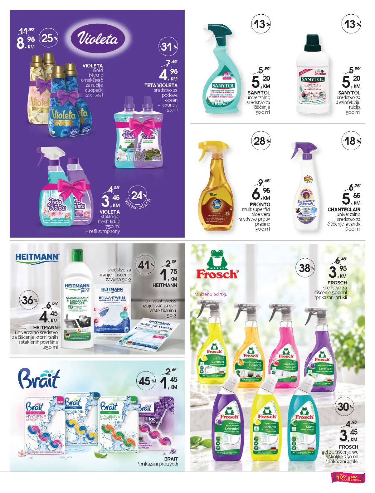 CM katalog, stranica 27 – Violeta omekšivači i sredstva za čišćenje brendova Sanytol, Pronto, Chanteclair i Frosch