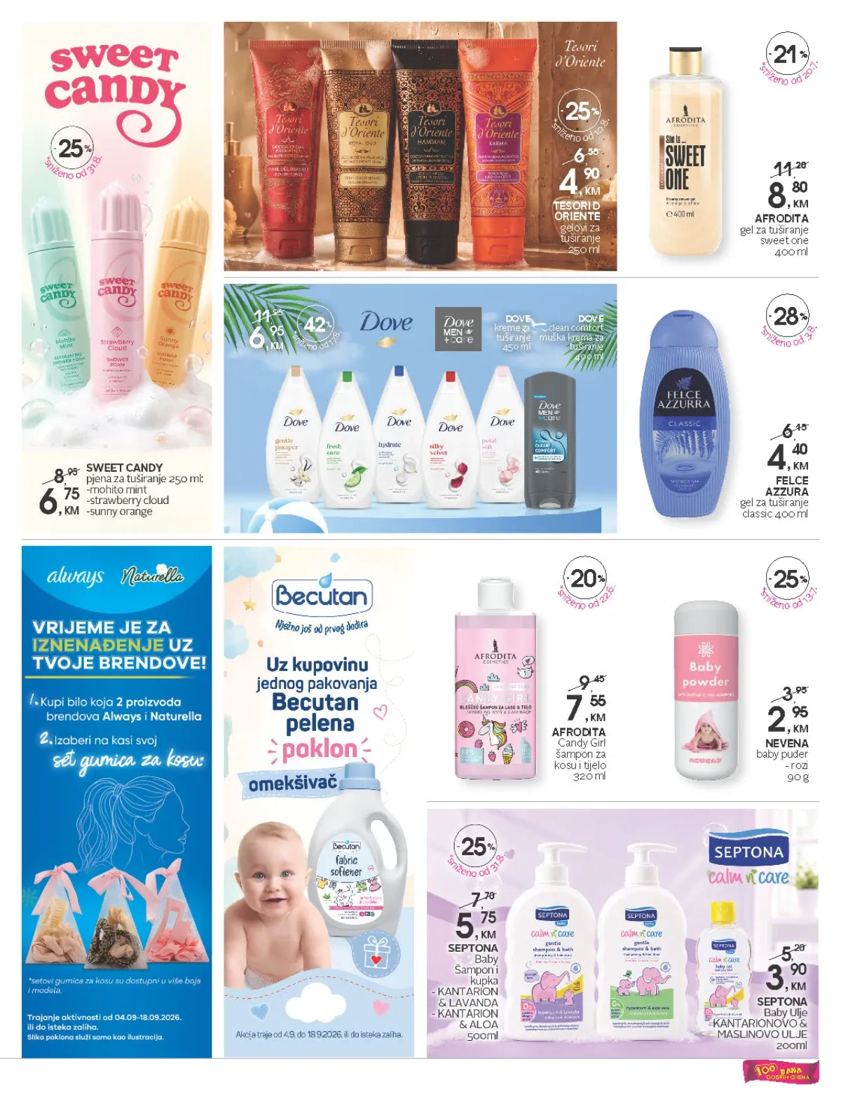 CM katalog do 18.09.2026. – Dove, Afrodita, Felce Azzurra i proizvodi za tuširanje