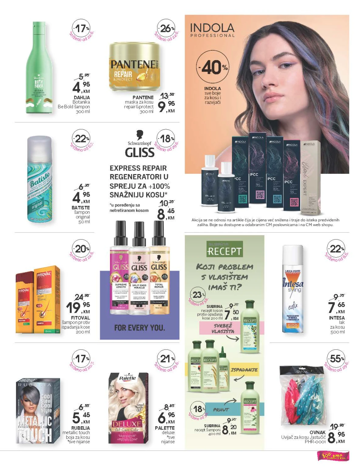CM katalog do 04.09.2026. – peta stranica sa bojama i proizvodima za njegu kose