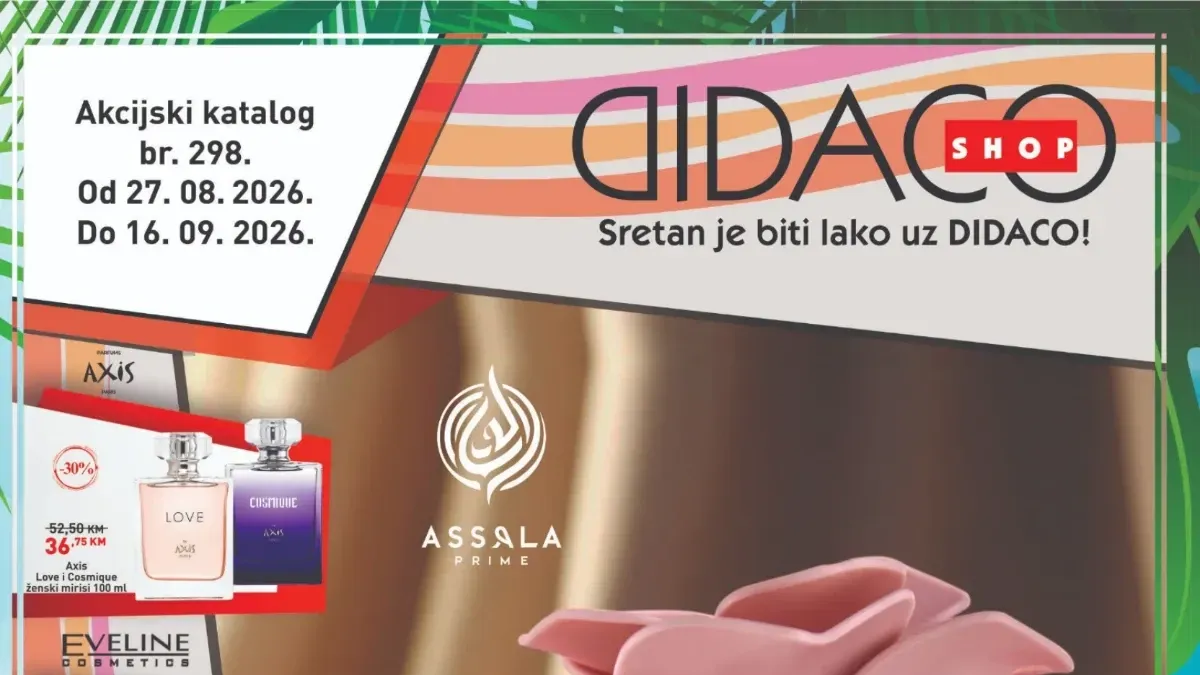 DIDACO katalog do 16.09.2026. donosi sniženja do 60% na parfeme, kozmetiku, šminku i proizvode za njegu