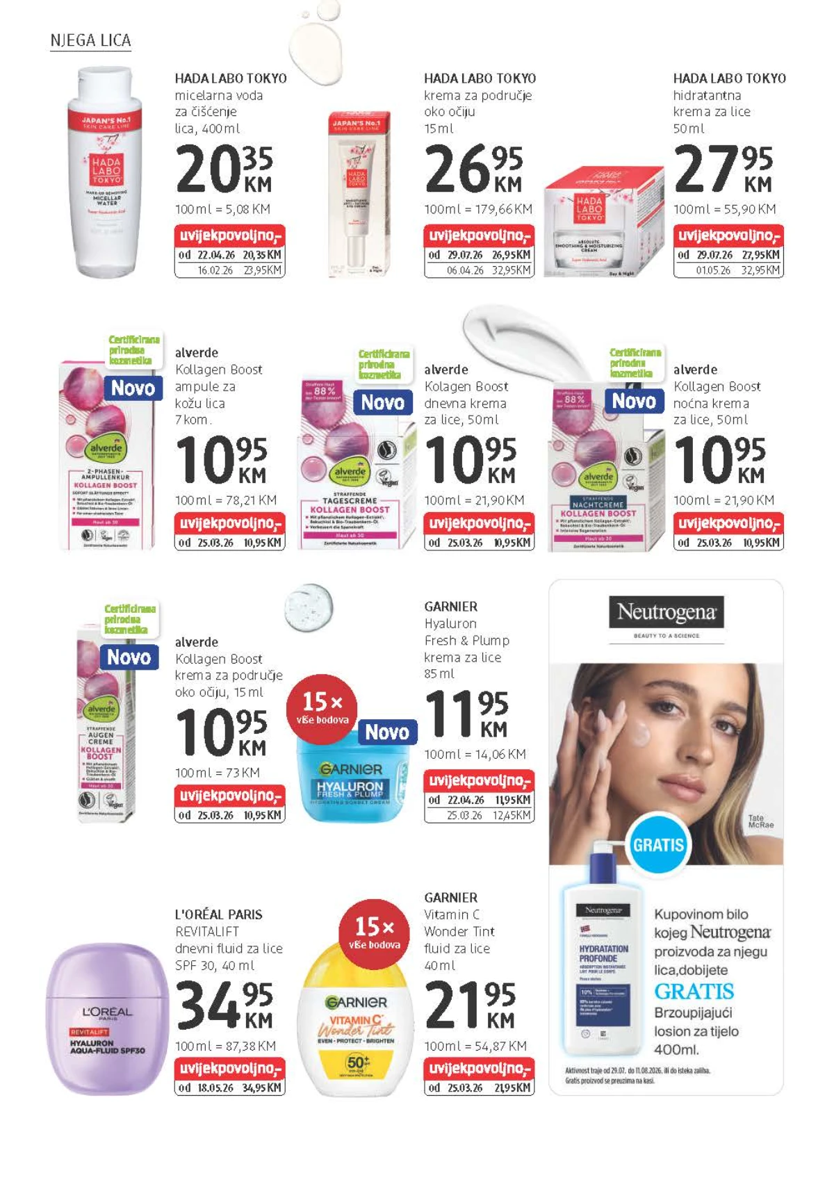 dm katalog donosi Hada Labo Tokyo, alverde, Garnier i L'Oréal proizvode za njegu lica