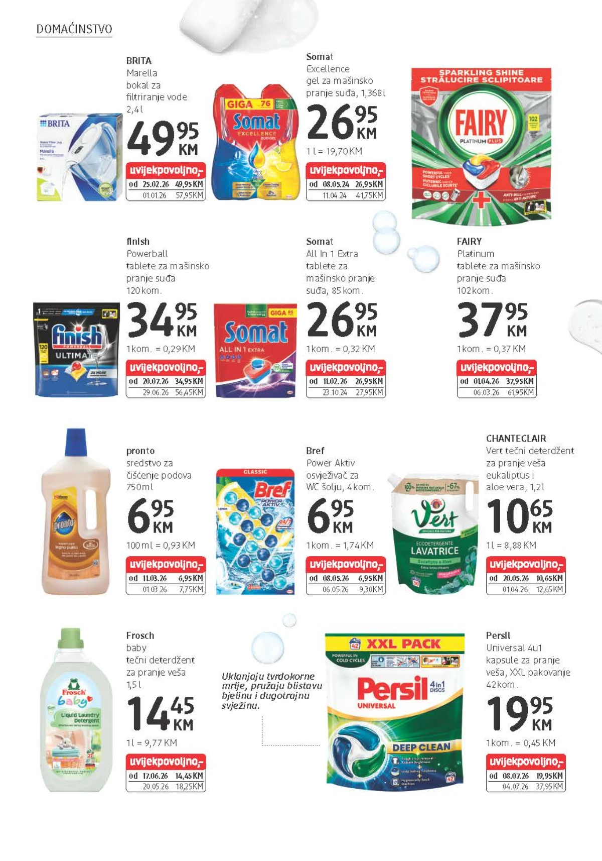 dm katalog donosi Finish, Fairy, Somat, Persil, Frosch i Chanteclair proizvode za domaćinstvo