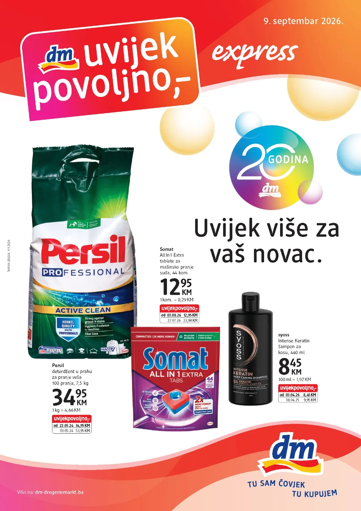 dm katalog od 09.09. do 22.09.2026. donosi Persil, Somat, Syoss i druge proizvode uz povoljnije cijene, gratis ponude i active beauty pogodnosti