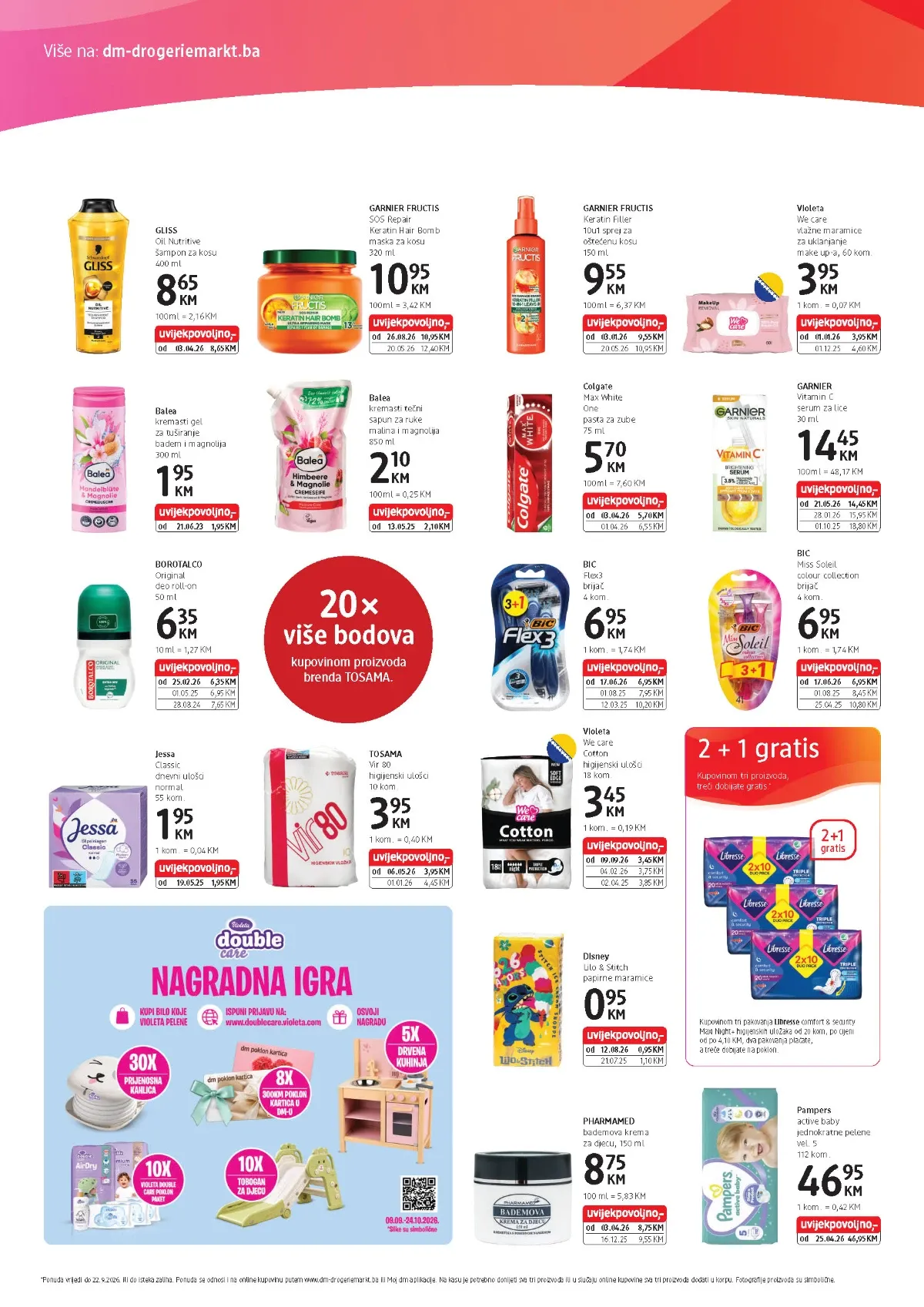 dm katalog – Garnier, Balea, Colgate, Violeta, Pampers i drugi proizvodi uz povoljne cijene i 2+1 gratis ponudu