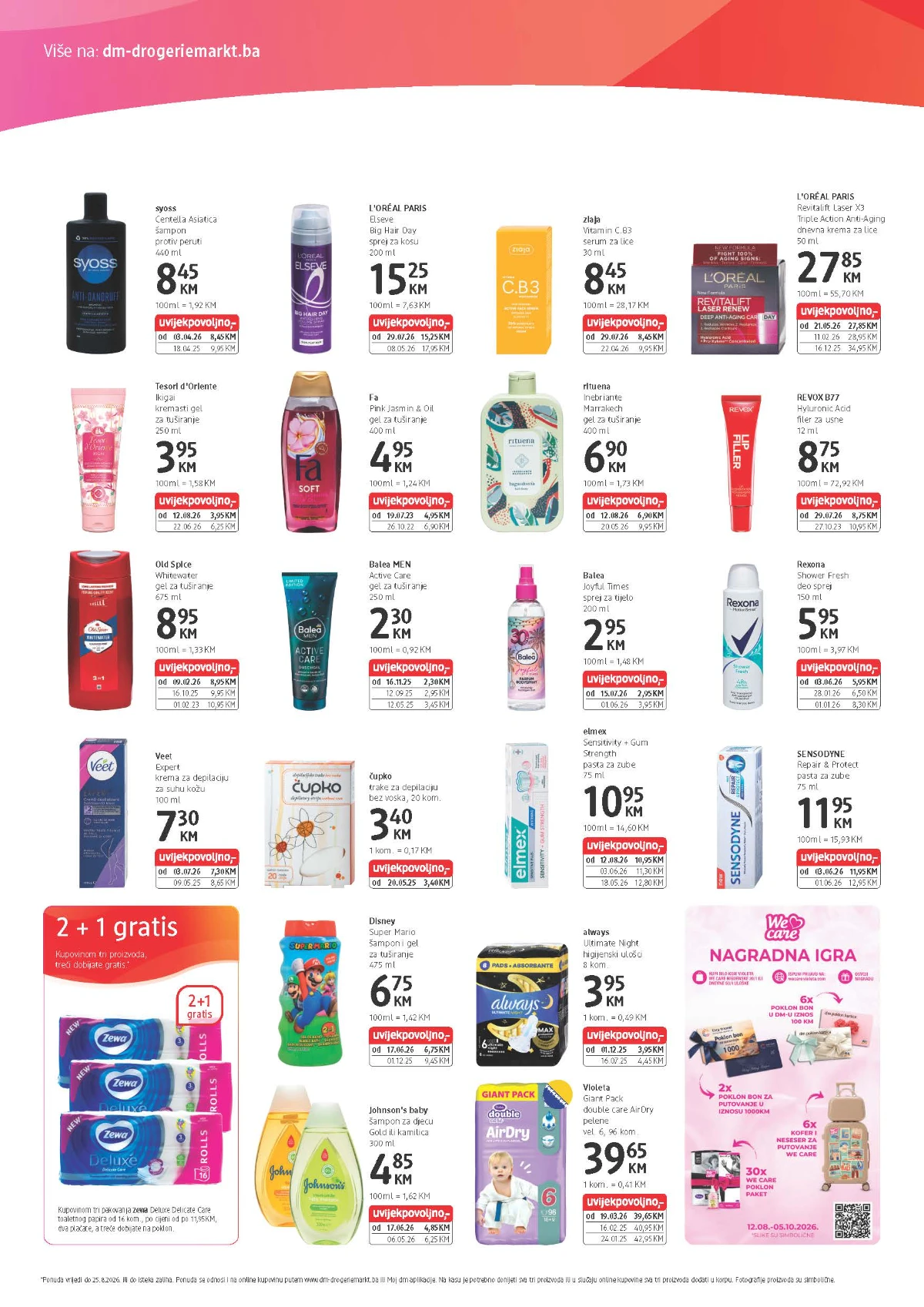 dm Express katalog – Syoss, L'Oréal, Ziaja, Balea, Rexona, Sensodyne i 2+1 gratis ponuda do 25.08.2026.