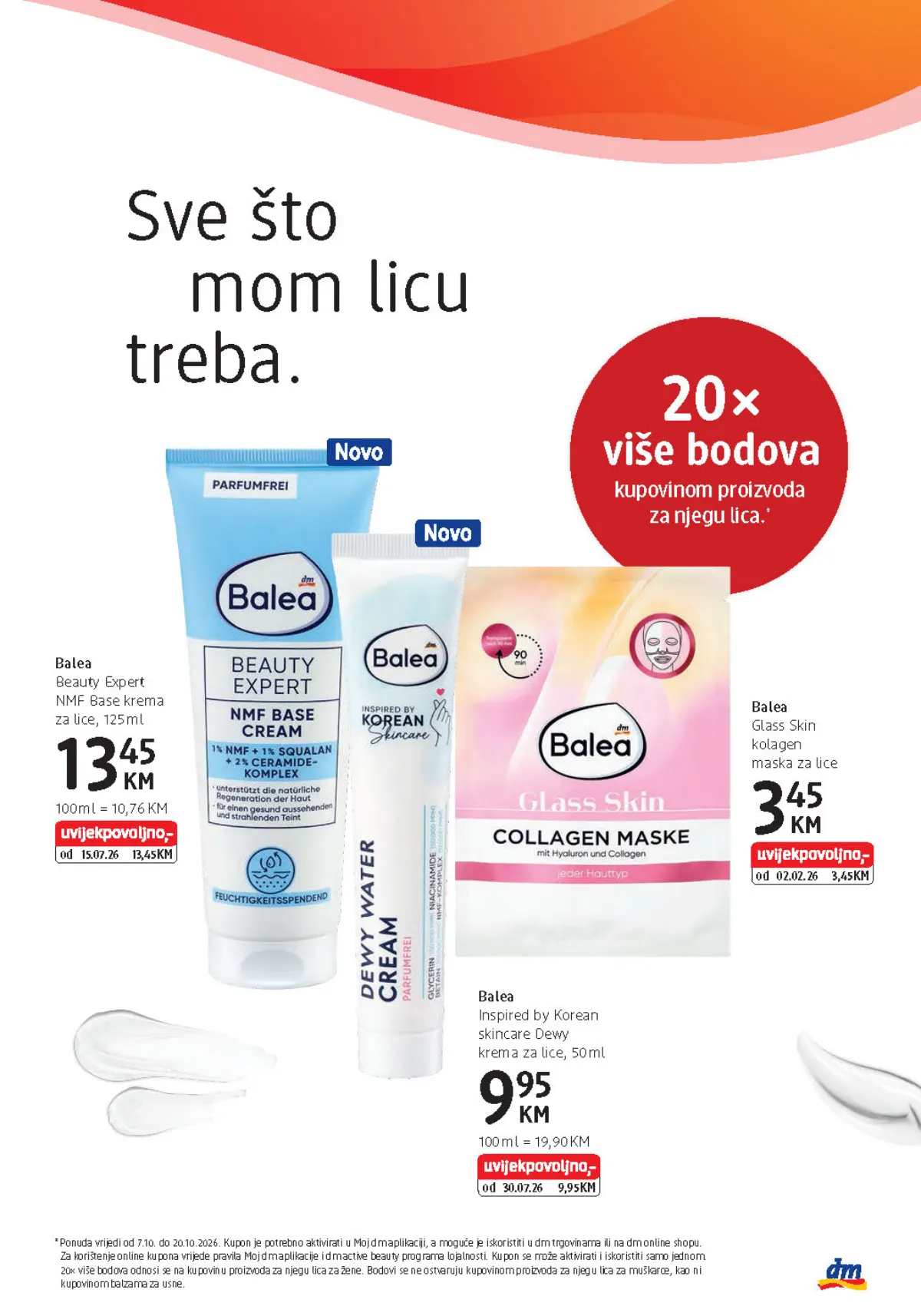 dm katalog, stranica 3 – Balea Glass Skin kolagen maska i Dewy krema za lice