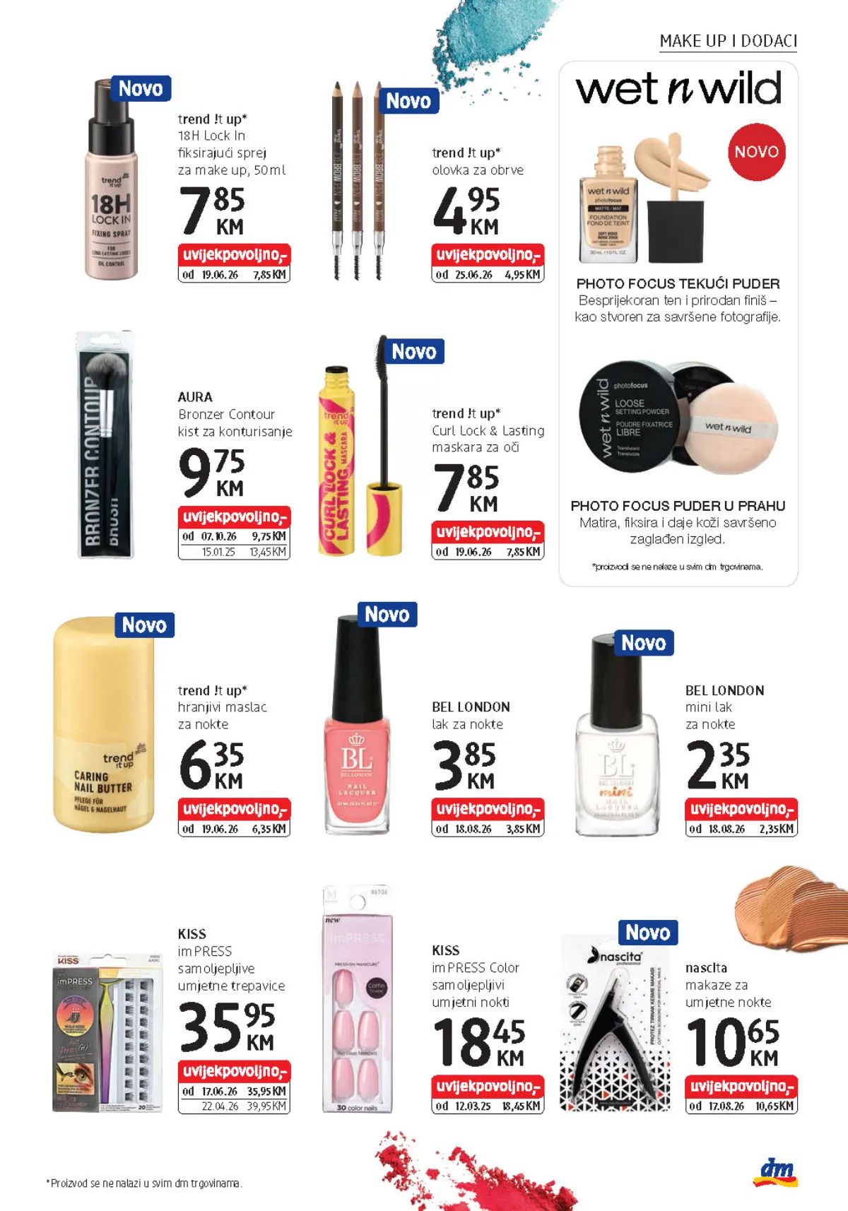 dm katalog, stranica 11 – trend !t up fiksirajući sprej i BEL LONDON mini lak za nokte