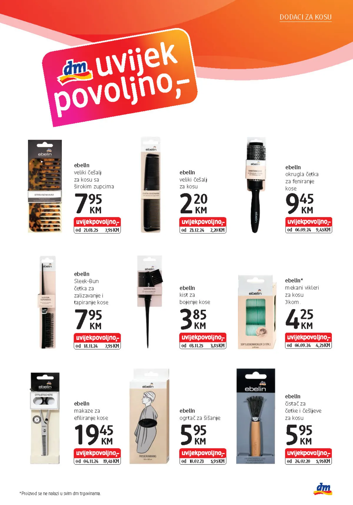 dm katalog, stranica 17 – ebelin češljevi, četke i vikleri za kosu