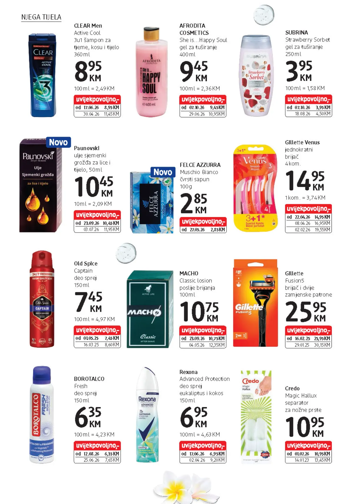 dm katalog, stranica 20 – SUBRiNA gel za tuširanje i CLEAR Men 3u1 šampon