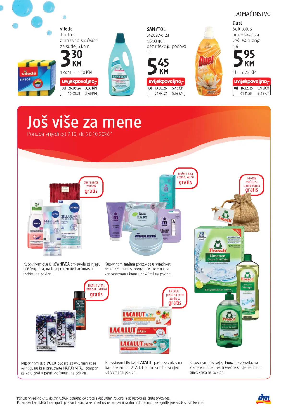 dm katalog, stranica 31 – vileda spužvice, Duel omekšivač i pokloni uz odabrane kupovine