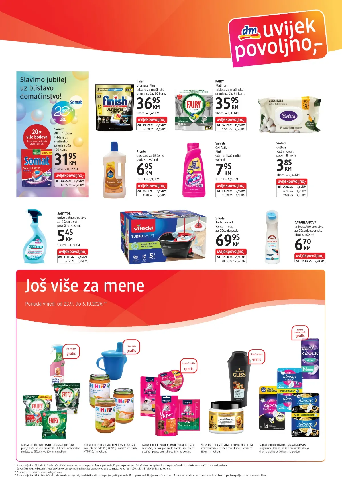 dm katalog, stranica 7 – Somat i Fairy tablete, sredstva za čišćenje i pokloni uz odabrane kupovine