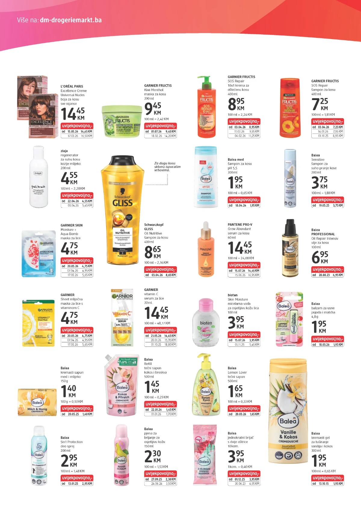 dm Uvijek Povoljno - Balea, Garnier, Gliss, Pantene i proizvodi za njegu po povoljnim cijenama