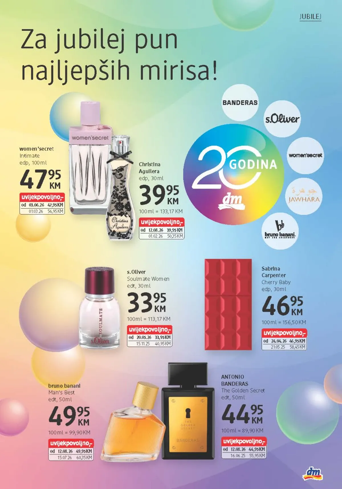 dm katalog od 26.08. do 08.09.2026. – Women'secret, Christina Aguilera, Sabrina Carpenter i Antonio Banderas mirisi