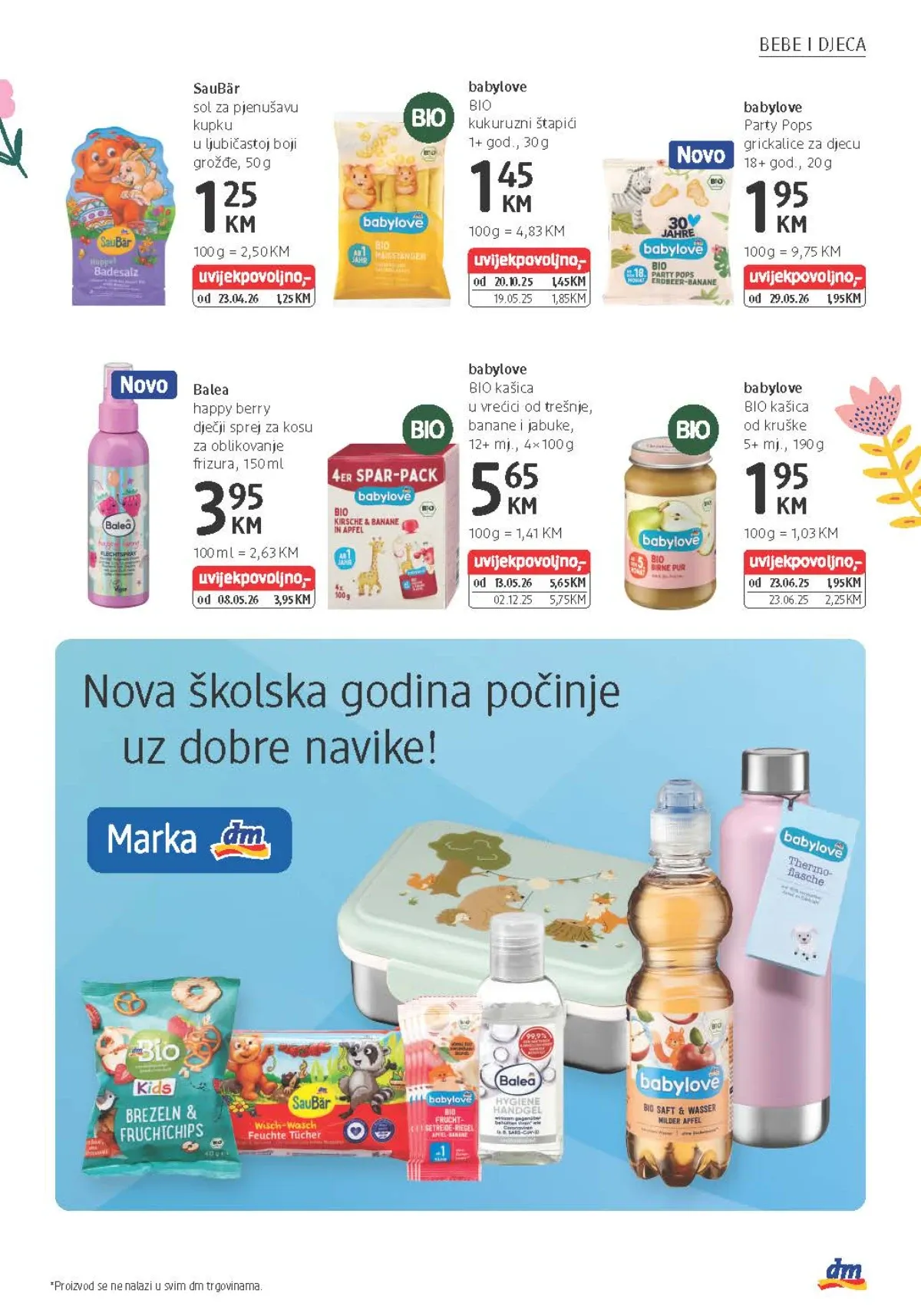 dm katalog od 26.08. do 08.09.2026. – babylove BIO kašice i grickalice te Balea i SauBär proizvodi za djecu