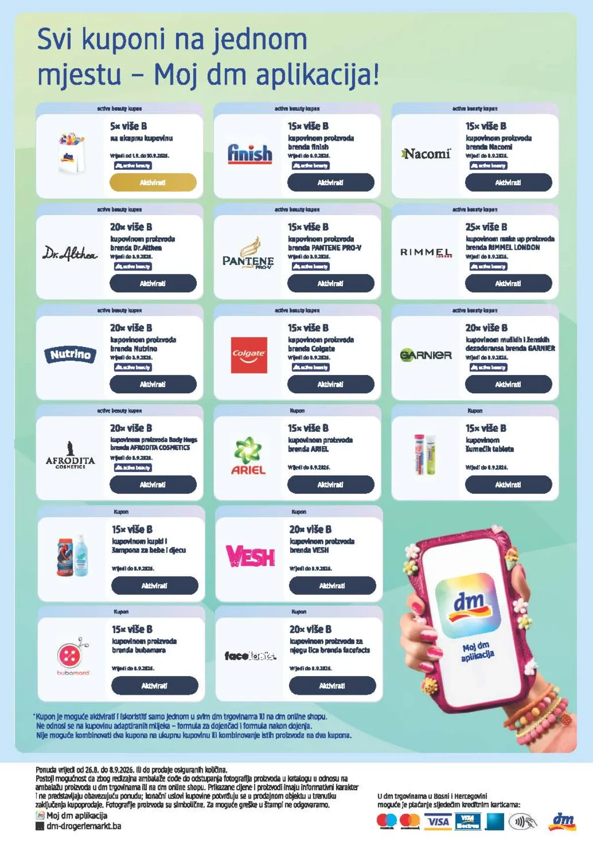 dm katalog od 26.08. do 08.09.2026. – svi kuponi u Moj dm aplikaciji za do 25× više active beauty bodova