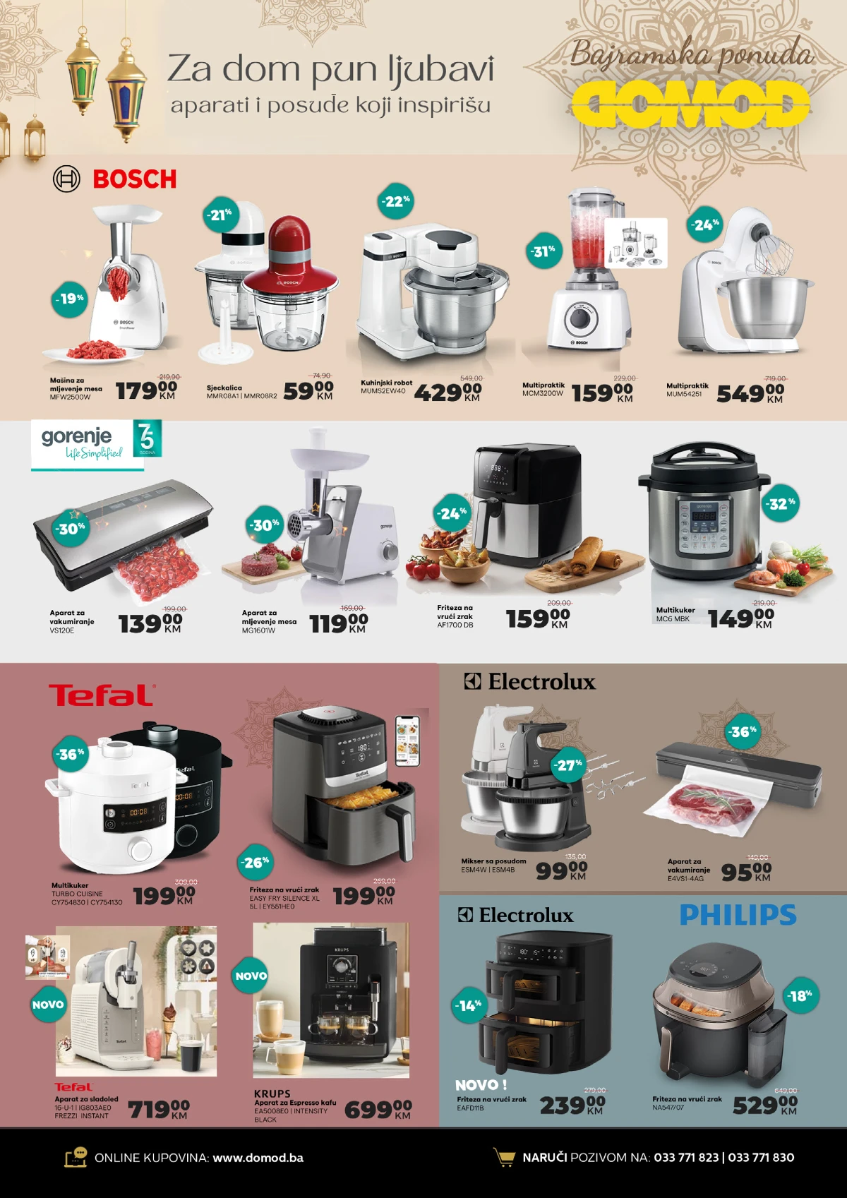 DOMOD katalog strana 2 Bosch Gorenje Tefal Philips i Electrolux kuhinjski aparati na akciji
