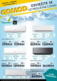DOMOD katalog sniženja do 18.05.2026 klima uređaji već od 499 KM televizori i tehnika akcija
