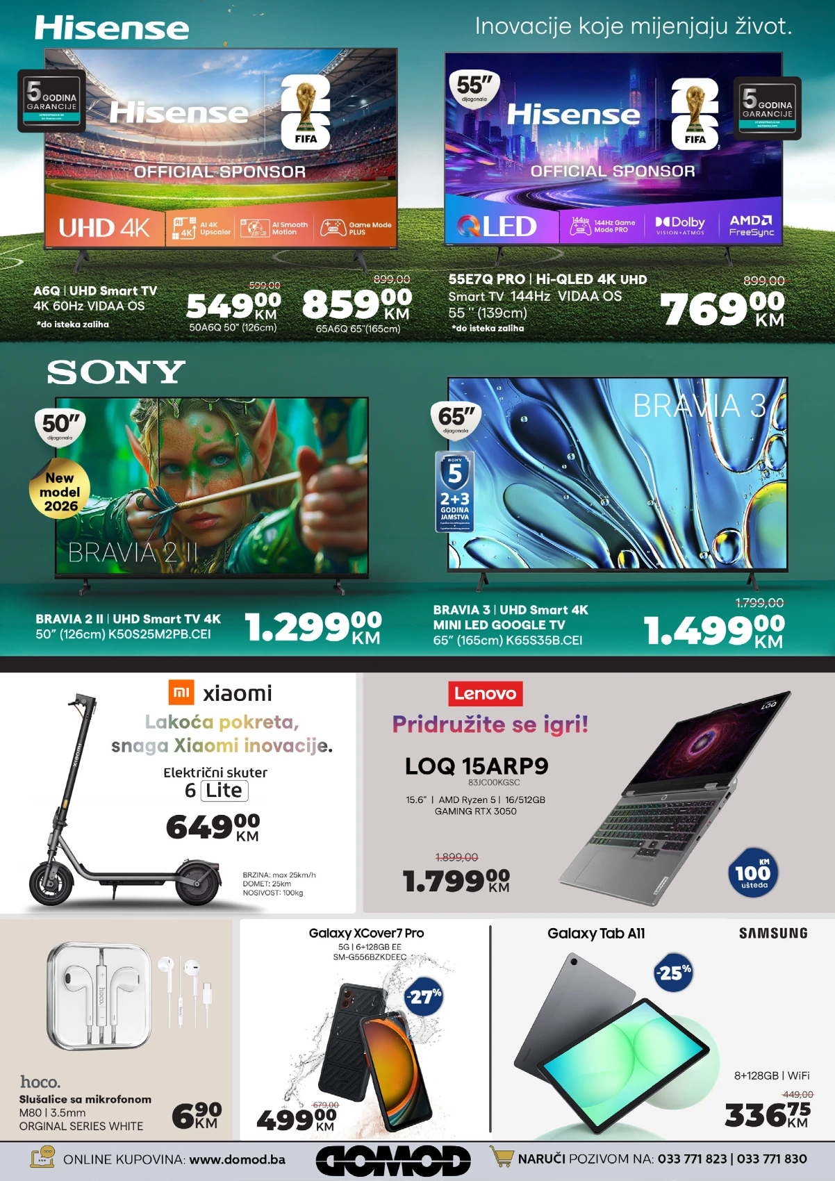Domod katalog strana 3 Hisense i Sony televizori, Lenovo laptopi i Xiaomi uređaji