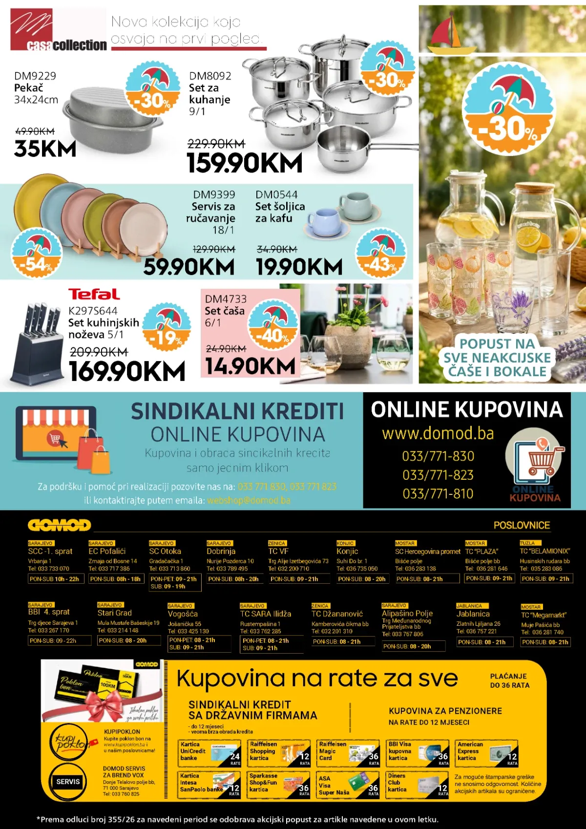 DOMOD katalog do 13.08.2026. – posuđe, setovi za kuhanje, servisi, čaše i kuhinjski noževi uz popuste do 54%