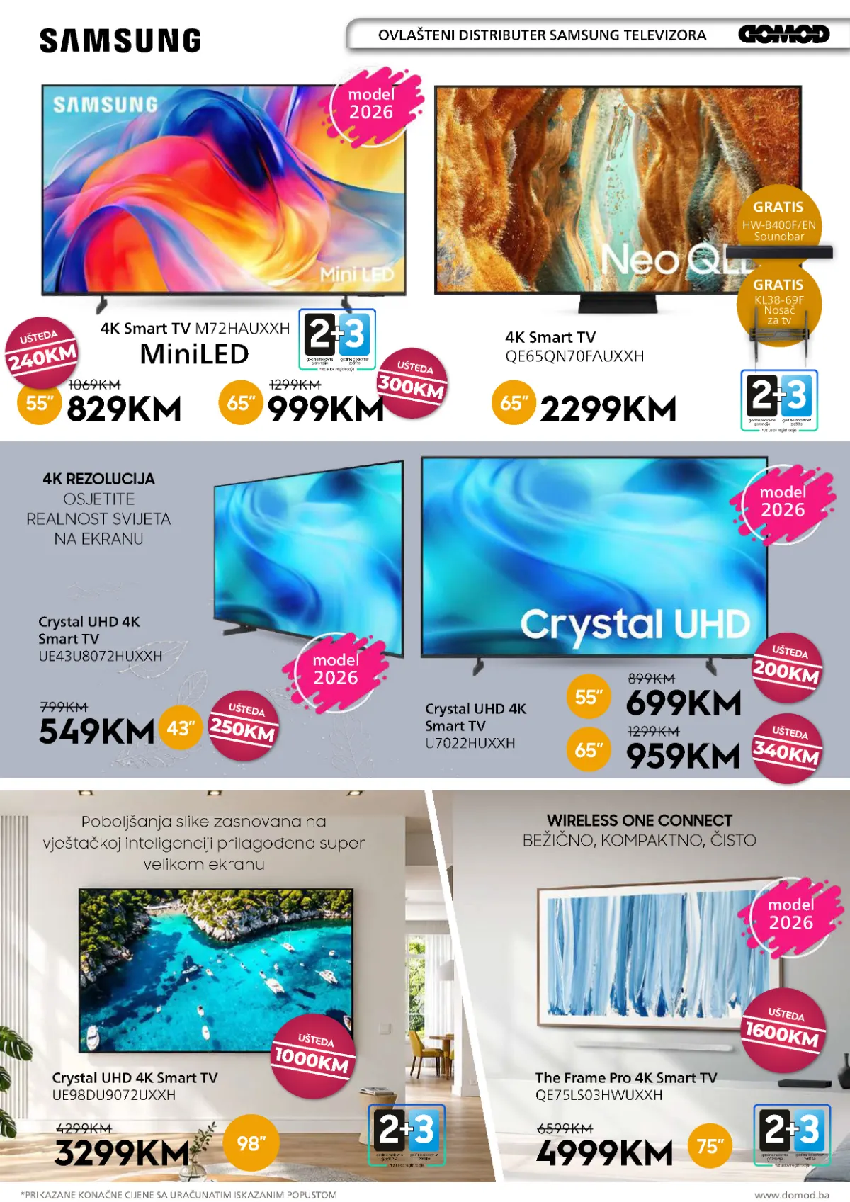 DOMOD katalog, stranica 8 – Samsung 4K Smart televizori različitih dijagonala