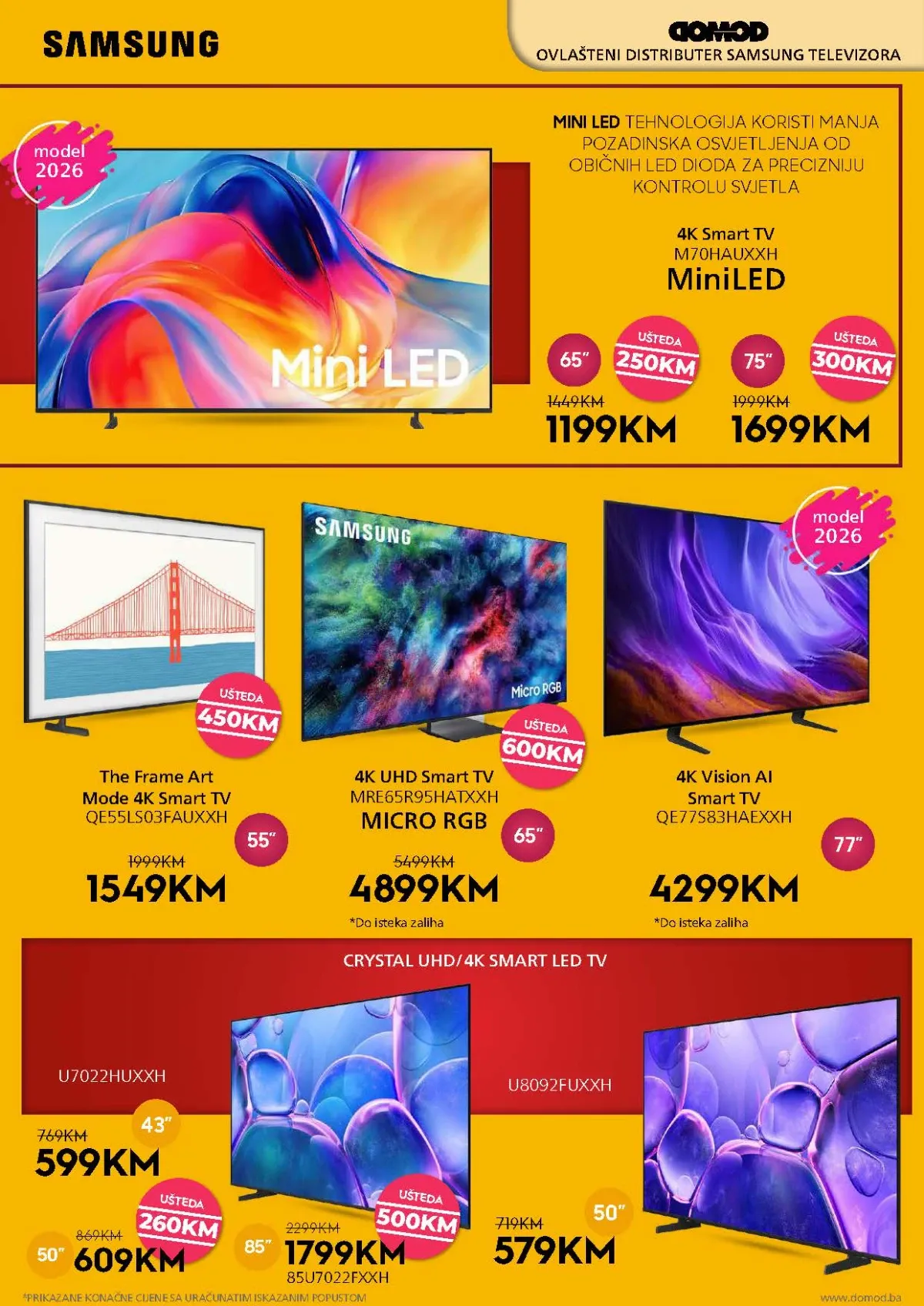 DOMOD katalog – Samsung televizori sniženi do 600 KM