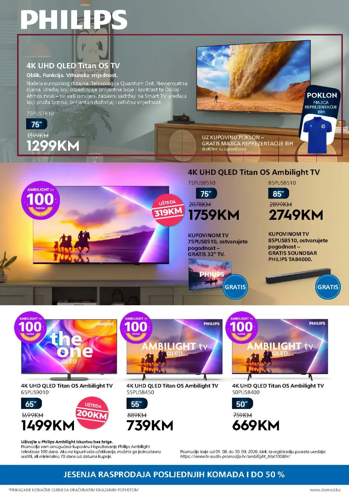 DOMOD katalog – Philips QLED i Ambilight televizori uz poklone