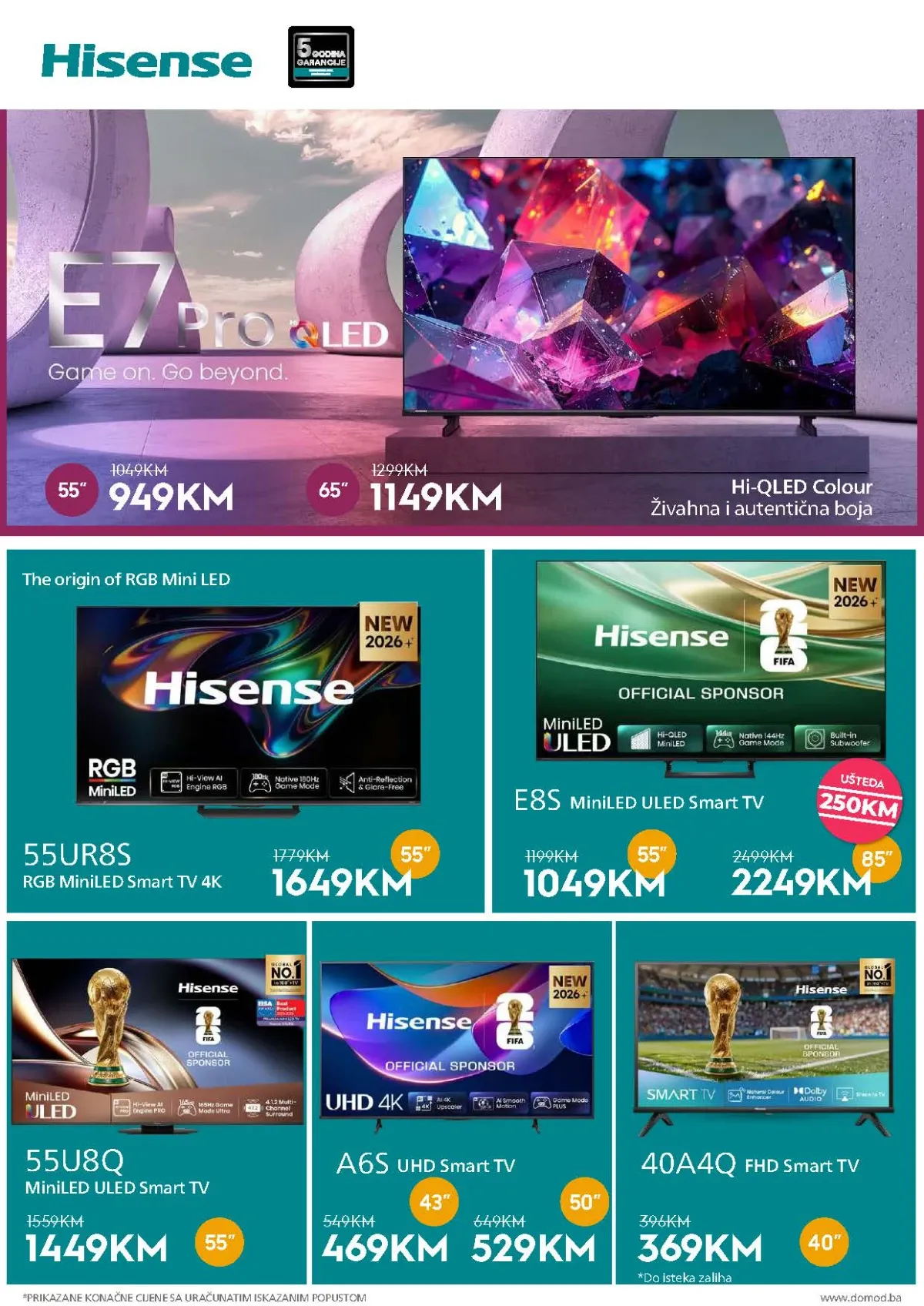 DOMOD katalog – Hisense MiniLED, ULED i Smart televizori na sniženju