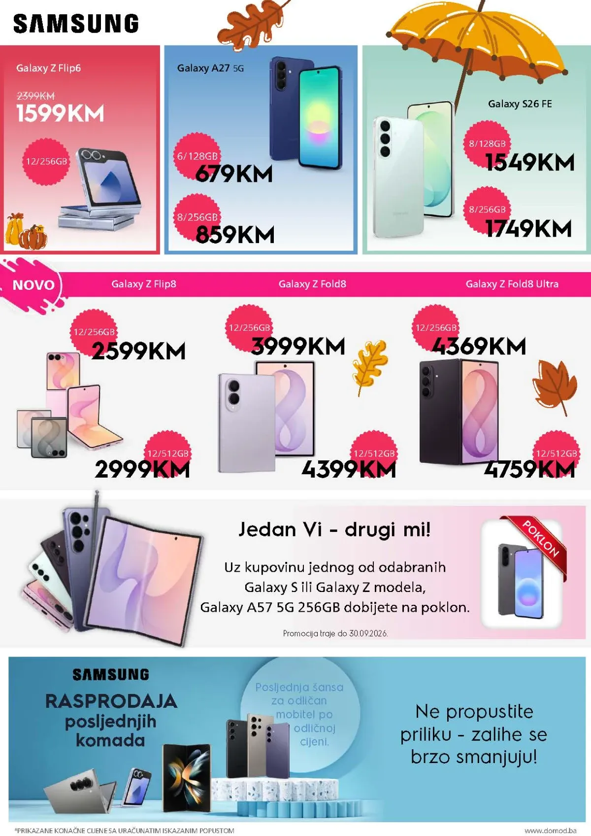 DOMOD katalog – Samsung Galaxy mobiteli uz poklone i akcijske cijene