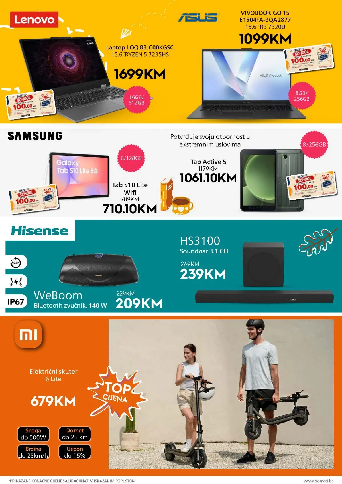DOMOD katalog – Lenovo i Asus laptopi, Samsung tableti i električni romobil